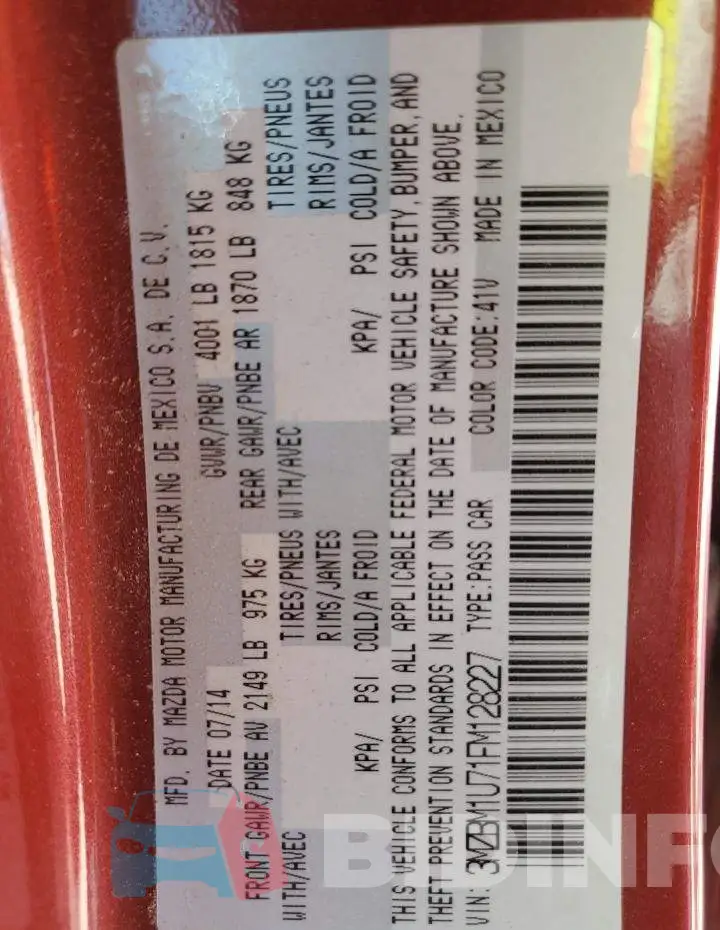 3MZBM1U71FM128227 Photo# 12