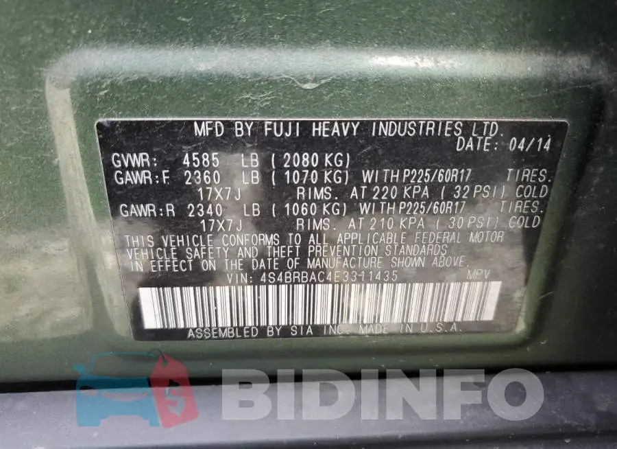 4S4BRBAC4E3311435 Photo# 12