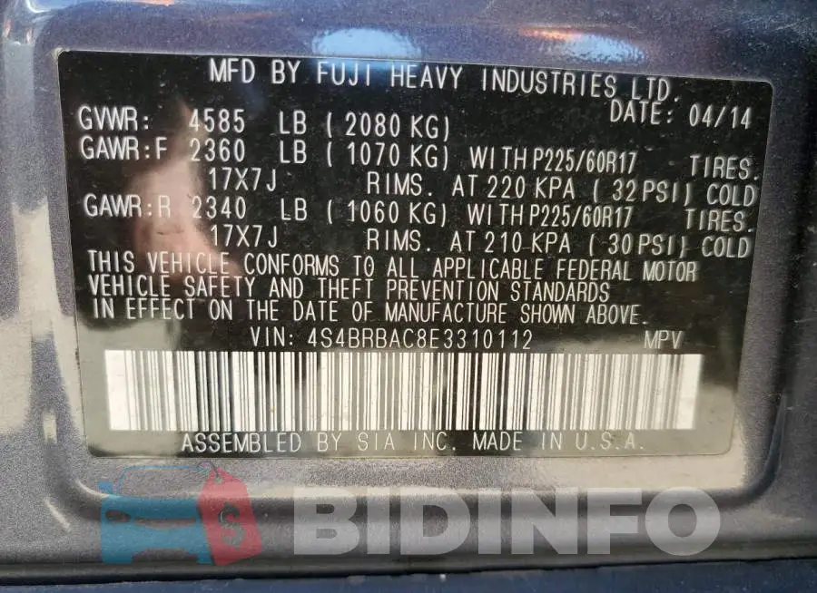 4S4BRBAC8E3310112 Photo# 14