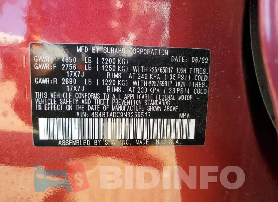 4S4BTADC9N3259517 Photo# 12