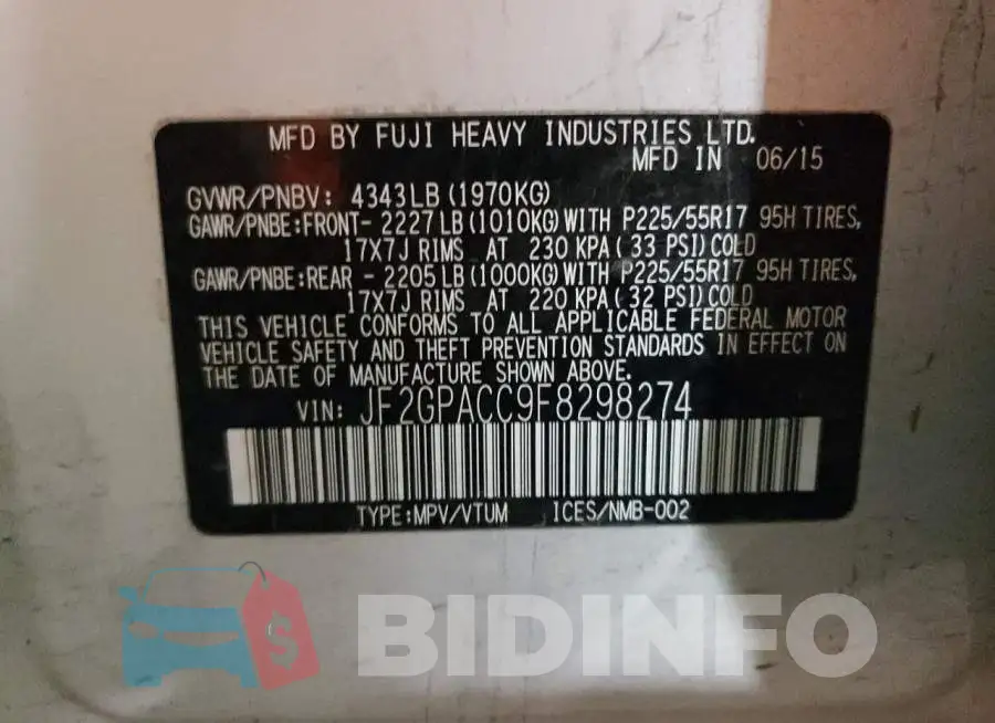 JF2GPACC9F8298274 Photo# 12