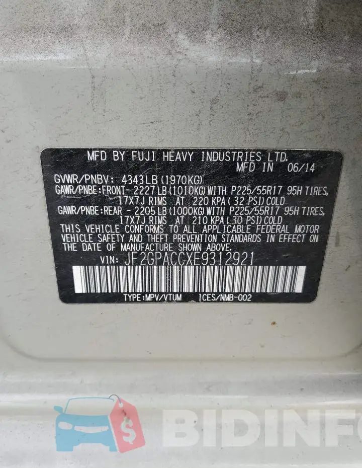 JF2GPACCXE9312921 Photo# 12