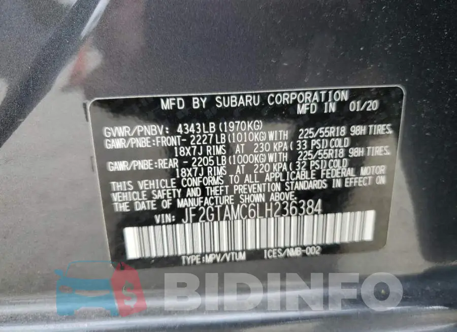 JF2GTAMC6LH236384 Photo# 13