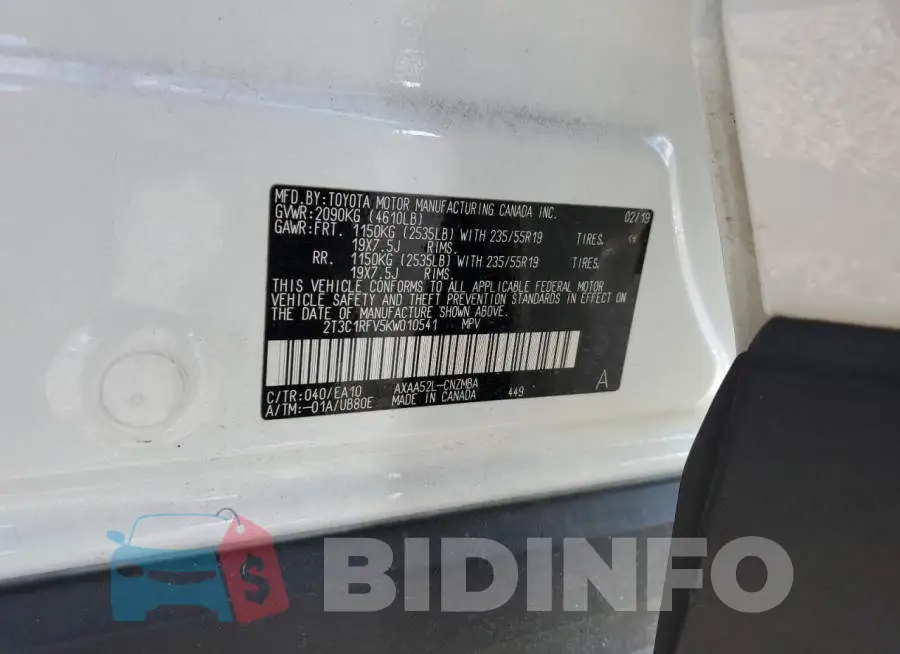 2T3C1RFV5KW010541 Photo# 12
