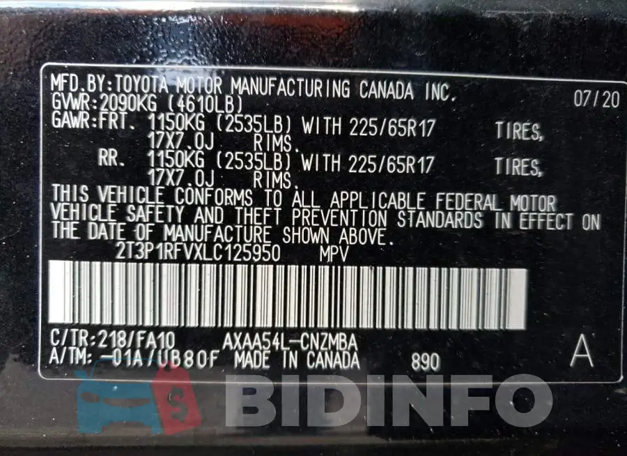2T3P1RFVXLC125950 Photo# 13