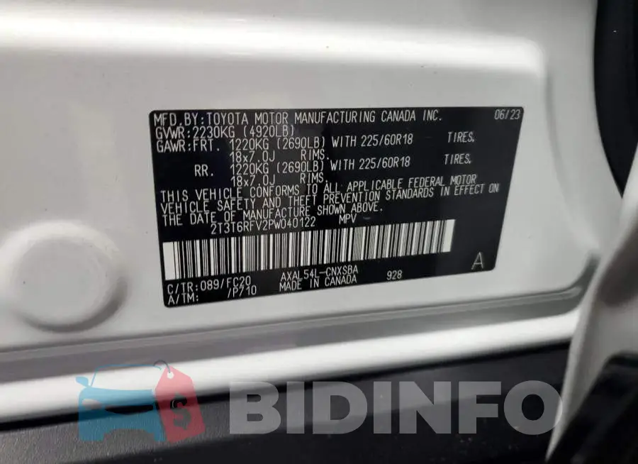 2T3T6RFV2PW040122 Photo# 13