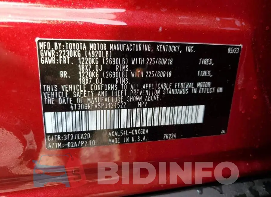 4T3D6RFV8PU124522 Photo# 13