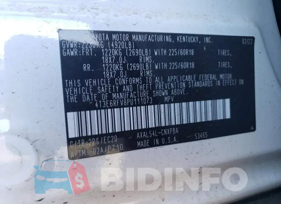 4T3E6RFV8PU111073 Photo# 13