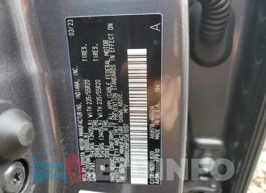 5TDXBRCH9PS581097 Photo# 12