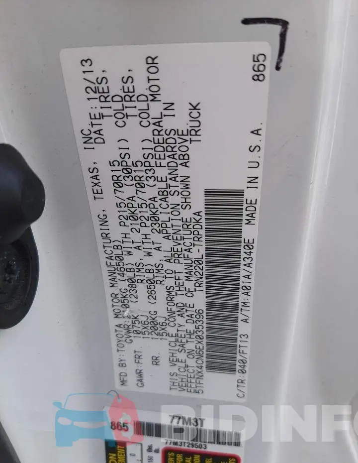 5TFNX4CN6EX035396 Photo# 12