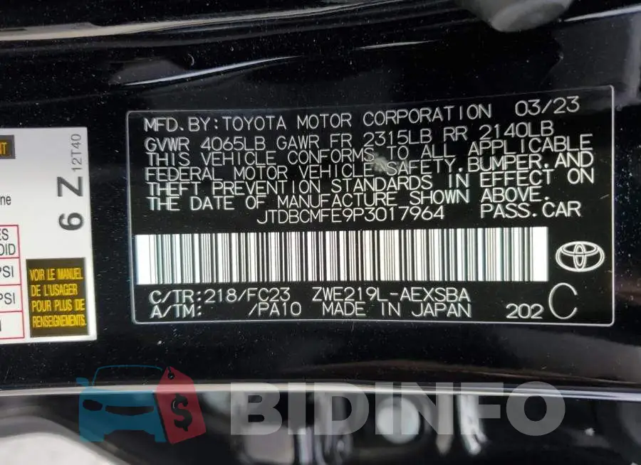 JTDBCMFE9P3017964 Photo# 13