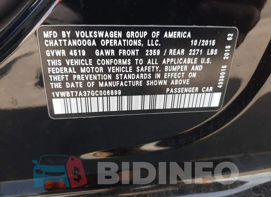 1VWBT7A37GC006899 Photo# 12