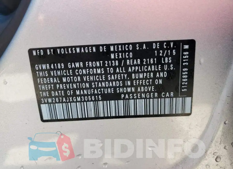 3VW267AJXGM305615 Photo# 12