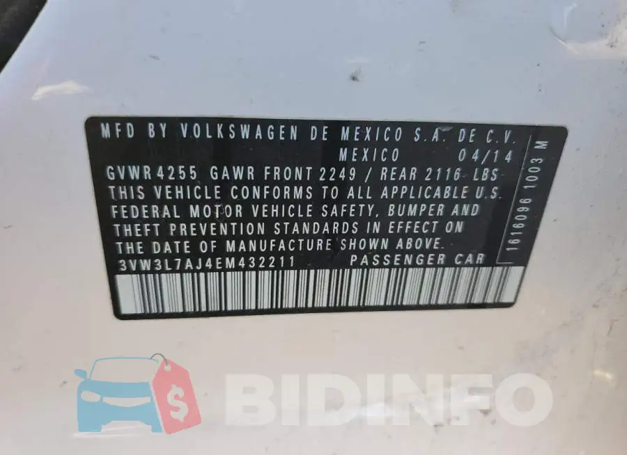 3VW3L7AJ4EM432211 Photo# 12