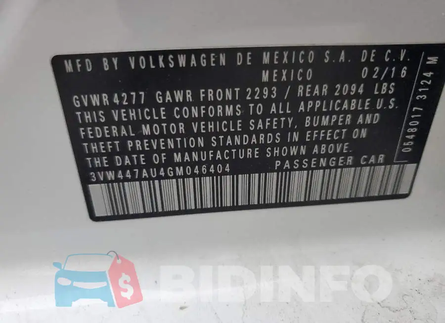 3VW447AU4GM046404 Photo# 12