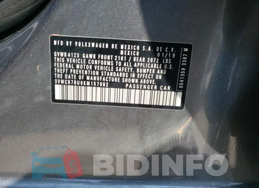 3VWCB7BU6KM157982 Photo# 12