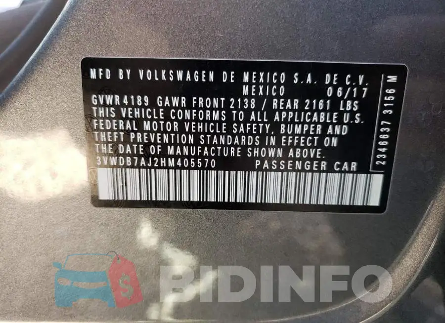 3VWDB7AJ2HM405570 Photo# 12