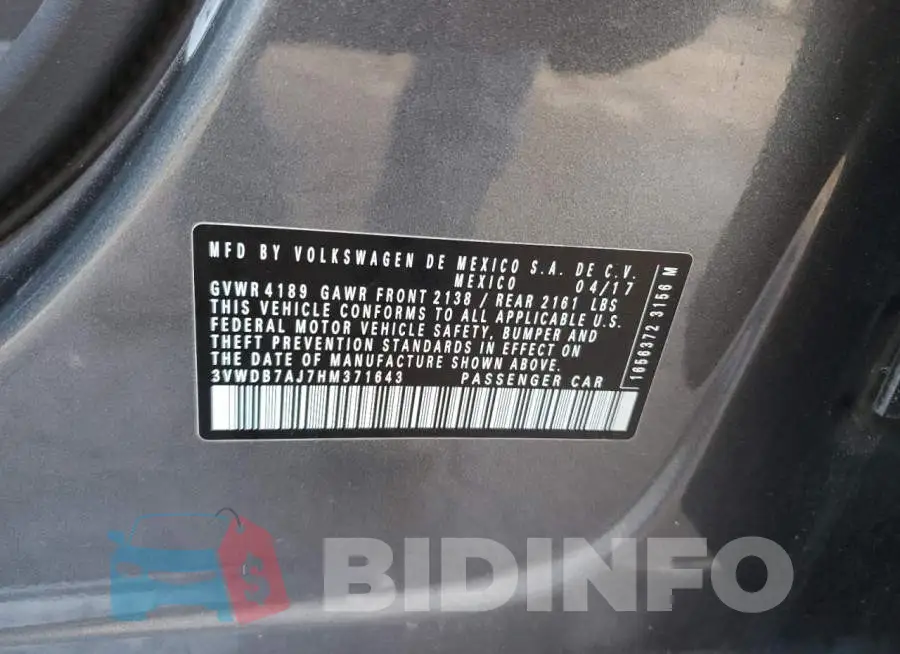 3VWDB7AJ7HM371643 Photo# 12