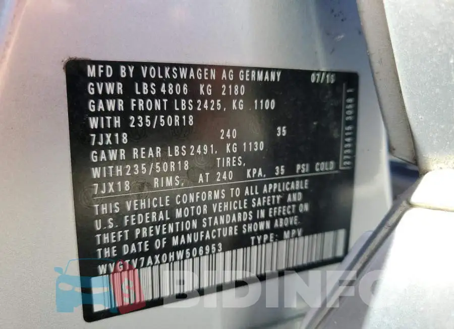 WVGTV7AX0HW506953 Photo# 13