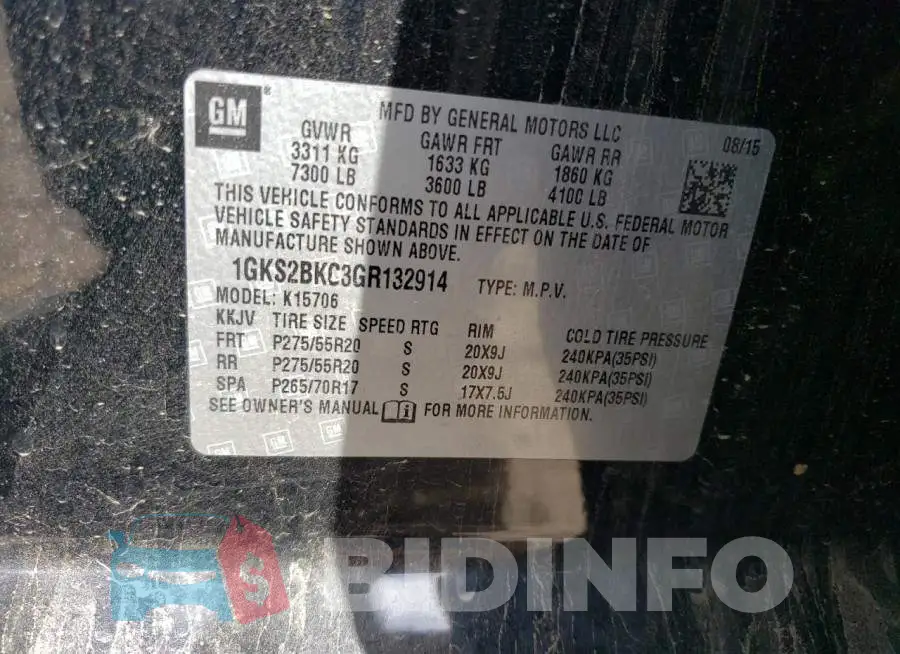 1GKS2BKC3GR132914 Photo# 14