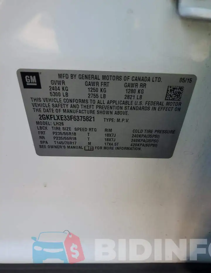 2GKFLXE33F6375821 Photo# 14