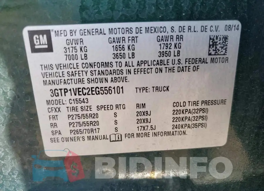 3GTP1VEC2EG556101 Photo# 12