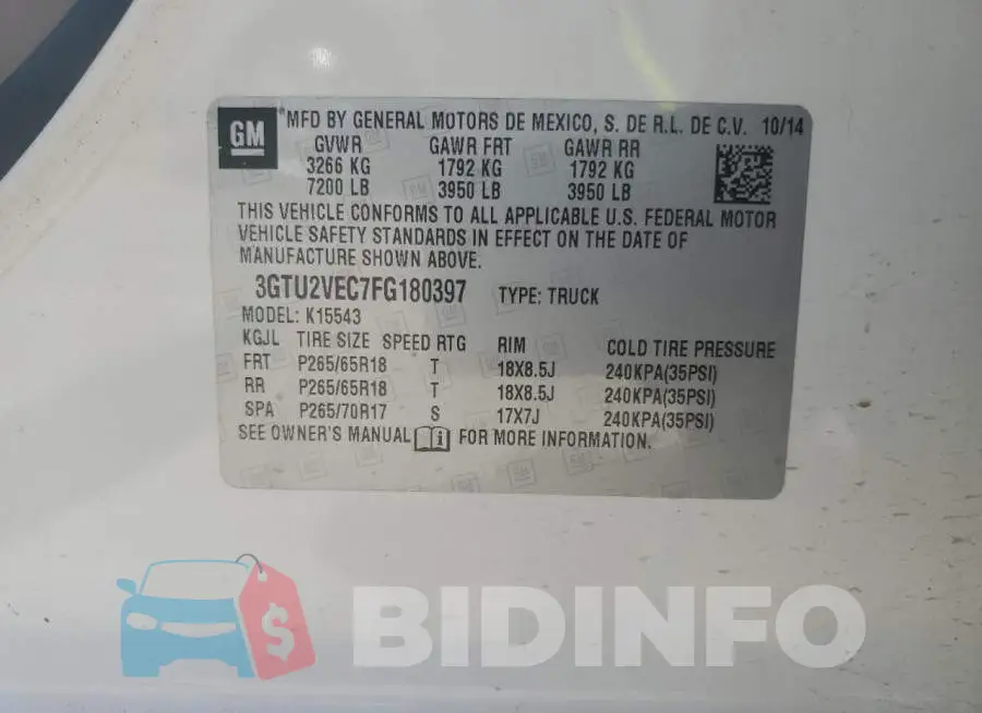 3GTU2VEC7FG180397 Photo# 13