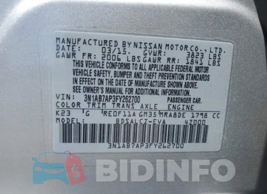 3N1AB7AP3FY262700 Photo# 12