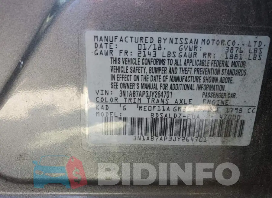 3N1AB7AP3JY264701 Photo# 13