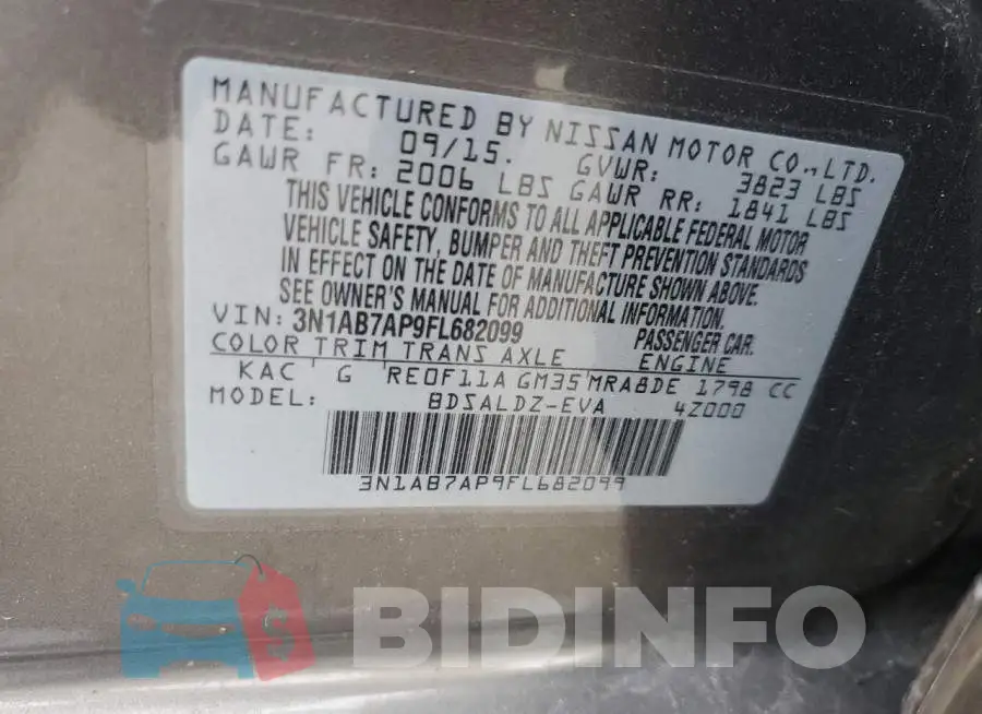 3N1AB7AP9FL682099 Photo# 12