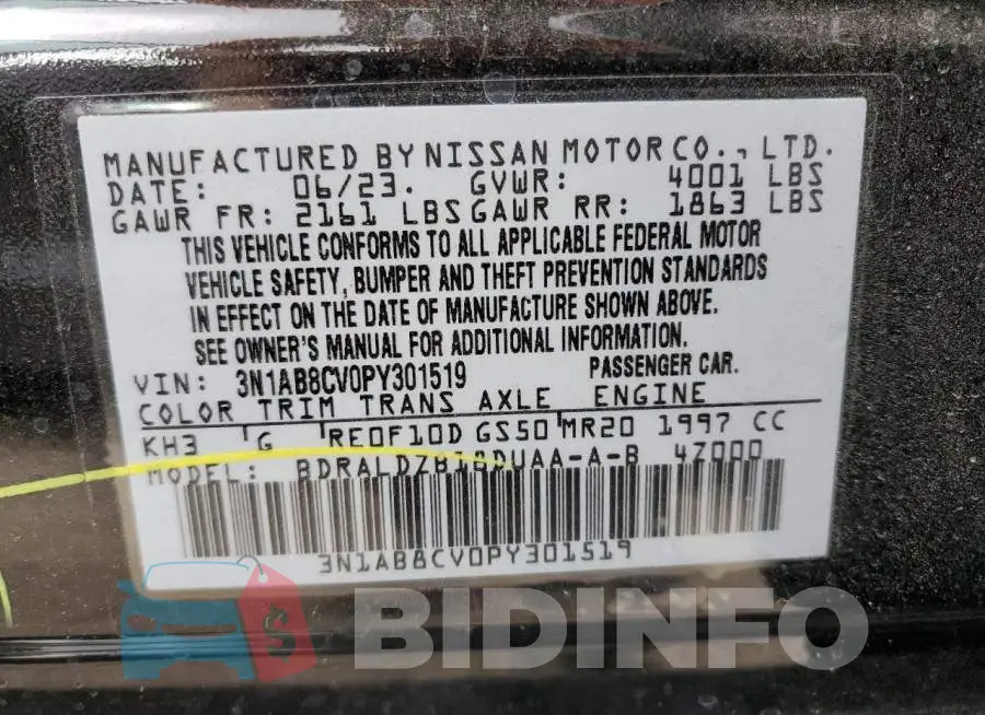 3N1AB8CV0PY301519 Photo# 12