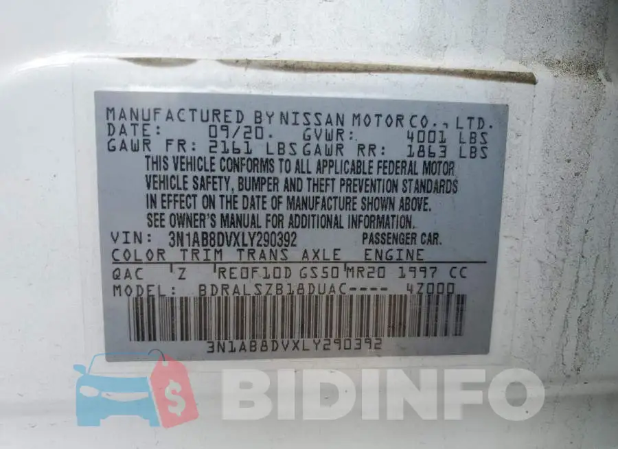 3N1AB8DVXLY290392 Photo# 12