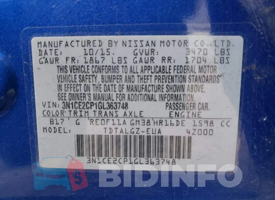 3N1CE2CP1GL363748 Photo# 12