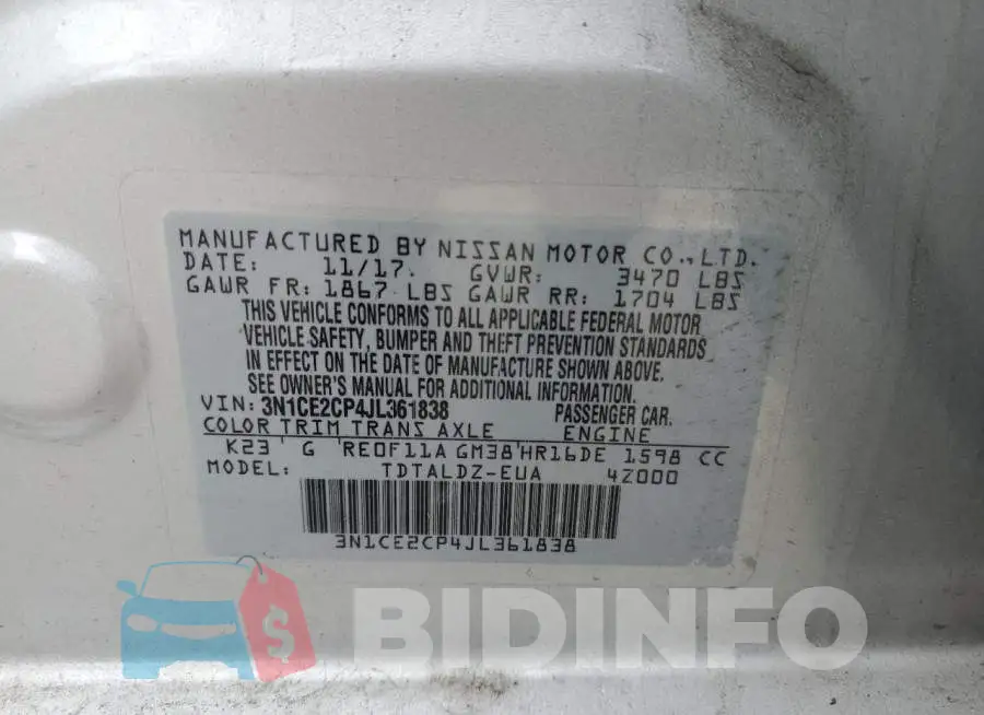 3N1CE2CP4JL361838 Photo# 12