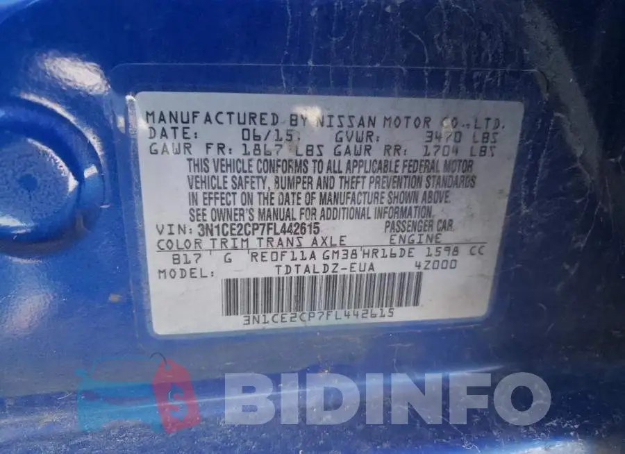 3N1CE2CP7FL442615 Photo# 13