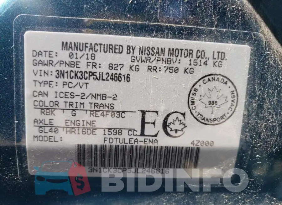 3N1CK3CP5JL246616 Photo# 13
