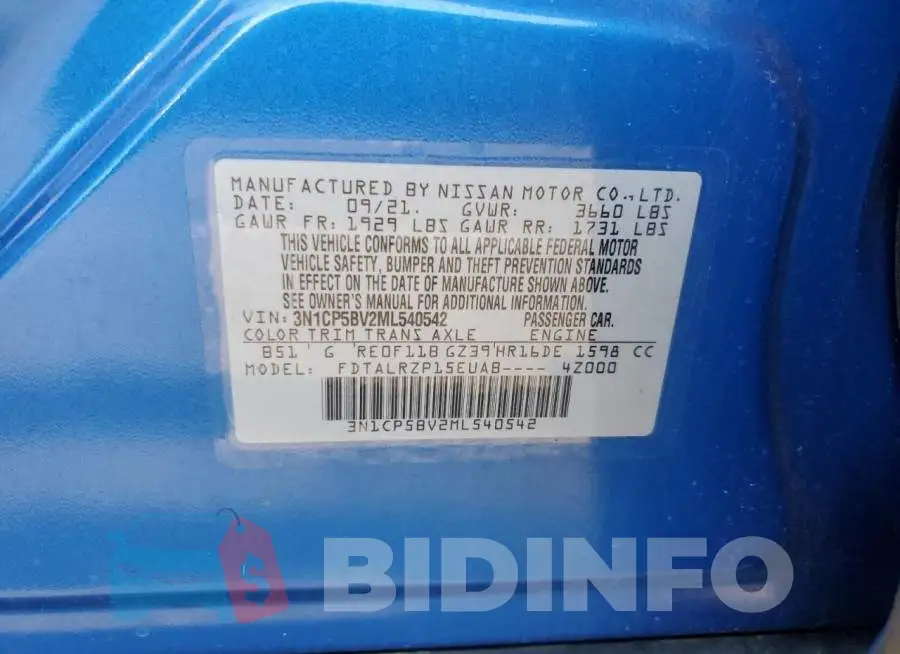 3N1CP5BV2ML540542 Photo# 13