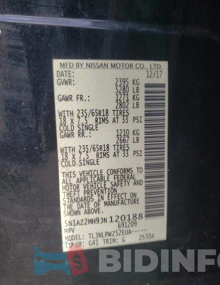 5N1AZ2MH9JN120188 Photo# 13