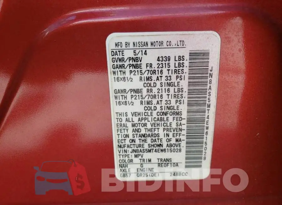 JN8AS5MT4EW615028 Photo# 13