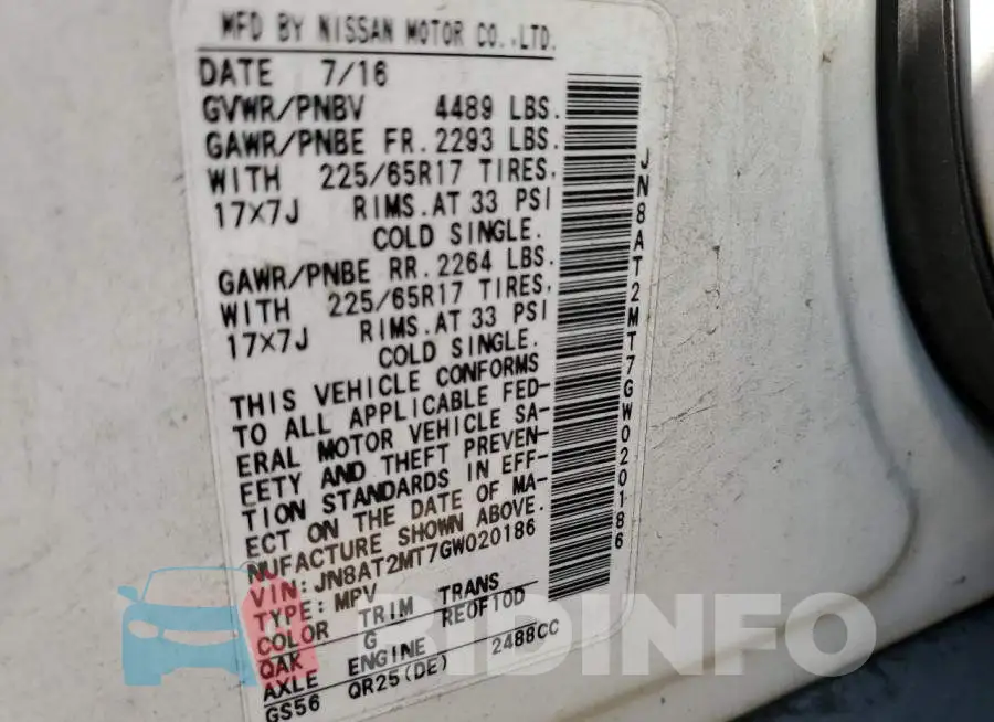 JN8AT2MT7GW020186 Photo# 13