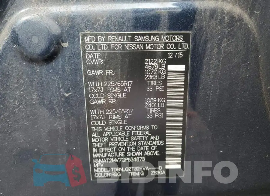 KNMAT2MV7GP634873 Photo# 14