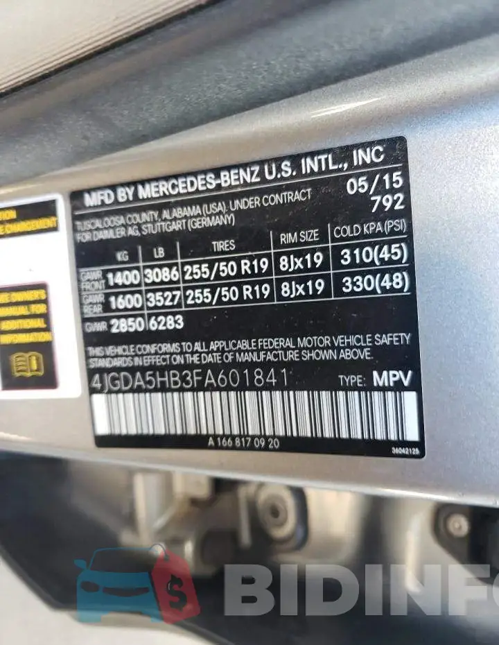 4JGDA5HB3FA601841 Photo# 12