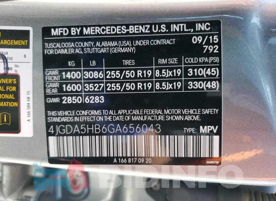 4JGDA5HB6GA656043 Photo# 13