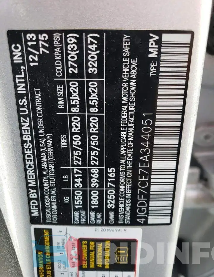 4JGDF7CE7EA344051 Photo# 13
