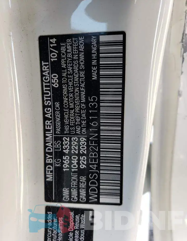 WDDSJ4EB2FN161135 Photo# 12