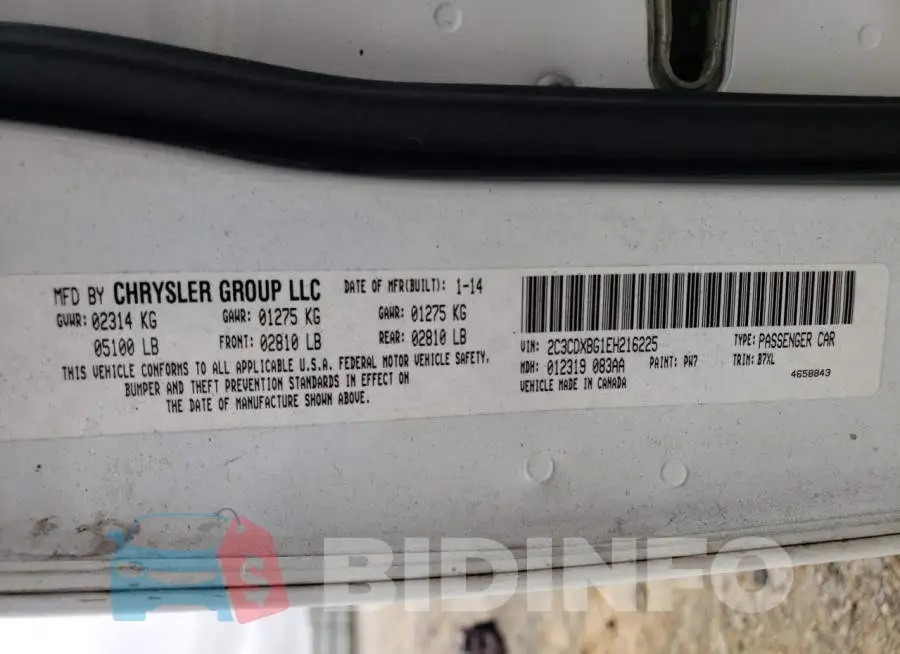 2C3CDXBG1EH216225 Photo# 12