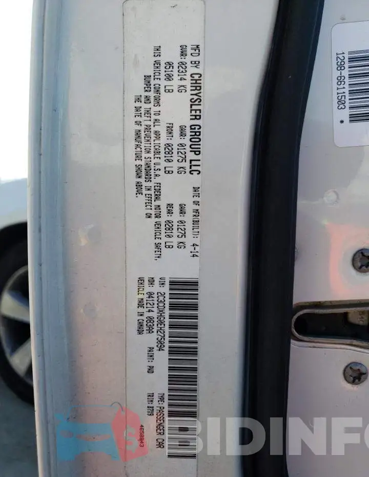 2C3CDXHG0EH275094 Photo# 12