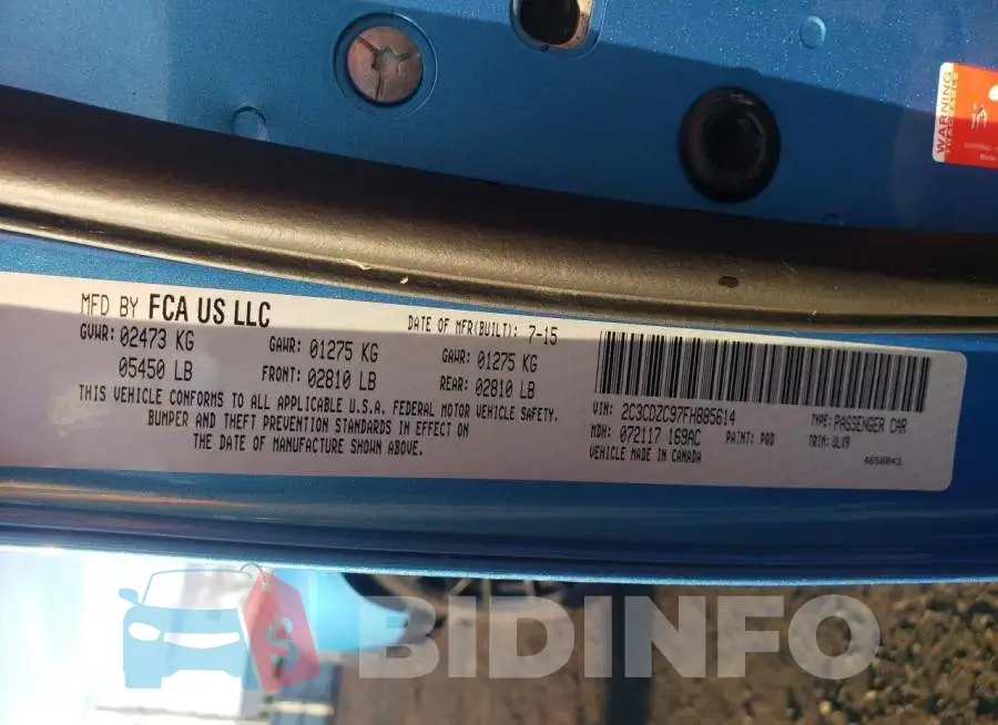 2C3CDZC97FH885614 Photo# 12