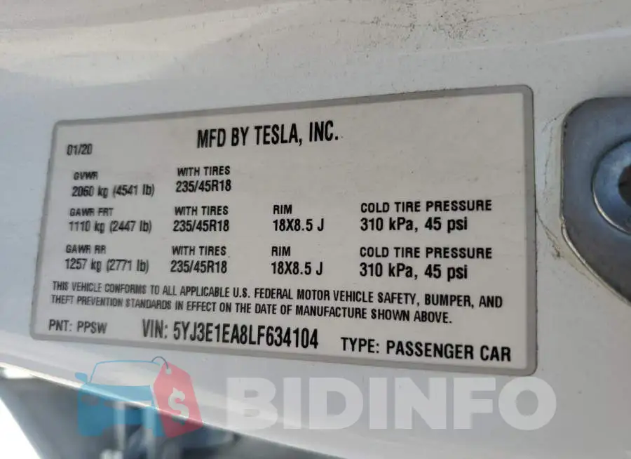 5YJ3E1EA8LF634104 Photo# 13