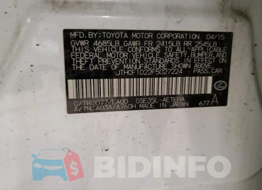 JTHCF1D22F5027224 Photo# 12